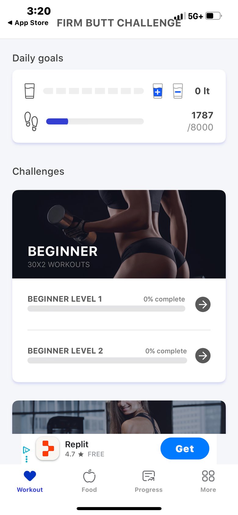 Female Fitness Butt Workout app screen