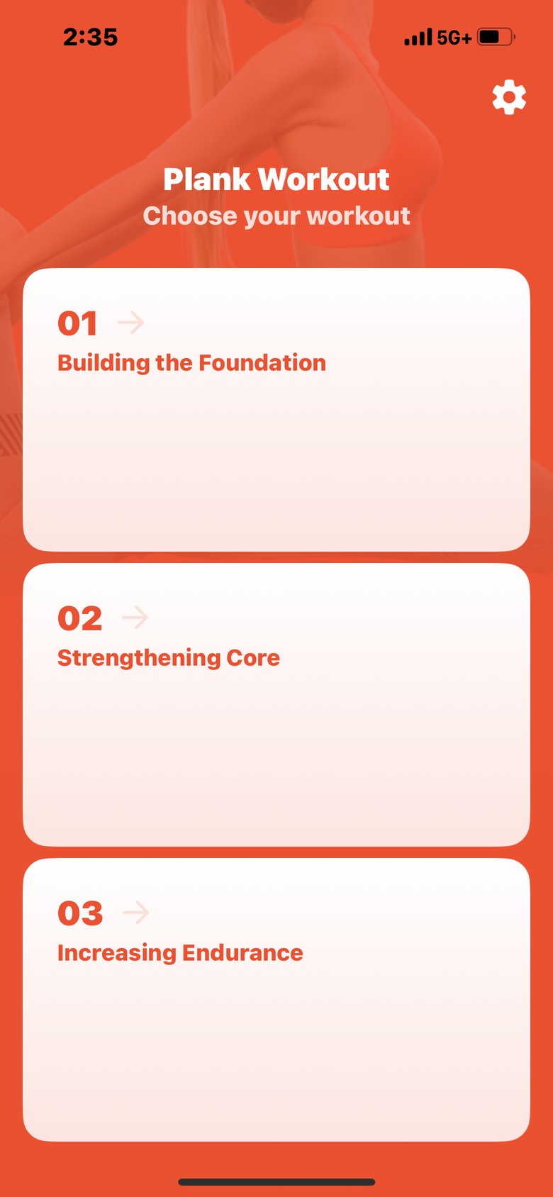 Plank Workout & Weight Loss app screen